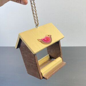 Vintage Hut Bird Feeder, Yard and Garden Decor, Small Wooden Cage, Beautiful Han